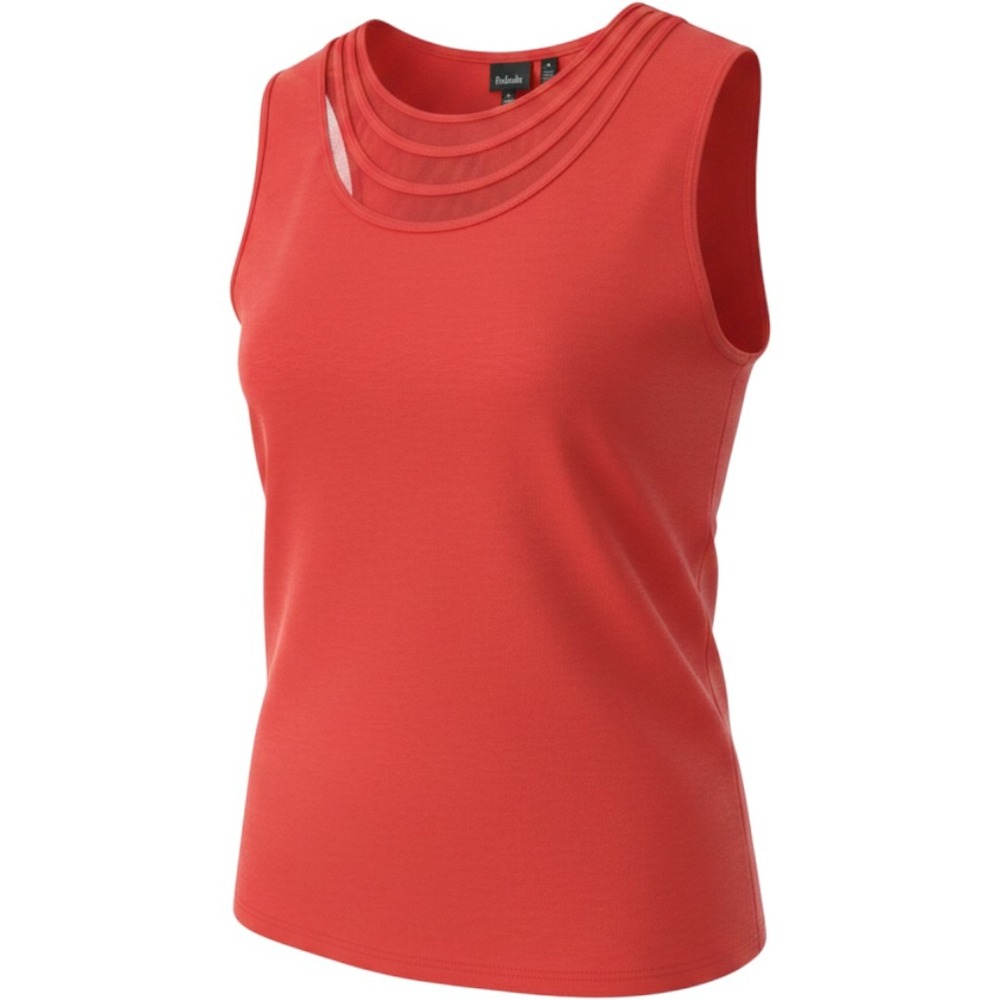 Rafaella Womens 2X Coral Red Cotton Sleeveless Mesh Illusion Neck Top LRKS7303